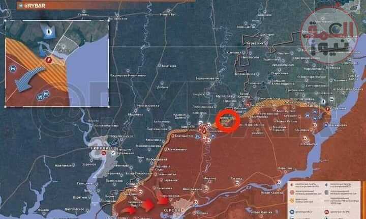 على خلفية الأخبار حول تصريحات مهمة حول خيرسون، استأنفت الجيش الاؤكراني هجومها هذا المساء من شمال خيرسون ومن الجنوب الغربي للمقاطعه.(العمق نيوز)